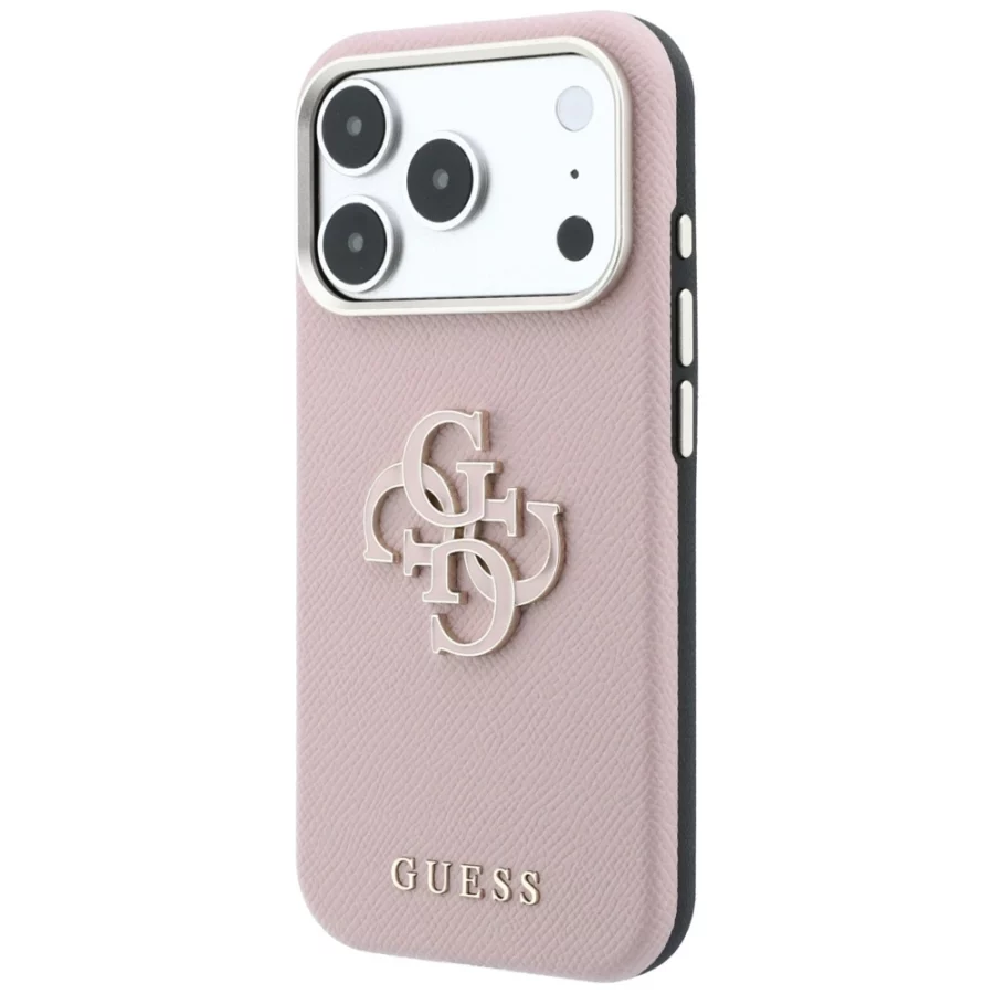 Etui Guess Grained & Big Resin Logo na iPhone 18 Pro / 17 Pro - różowe