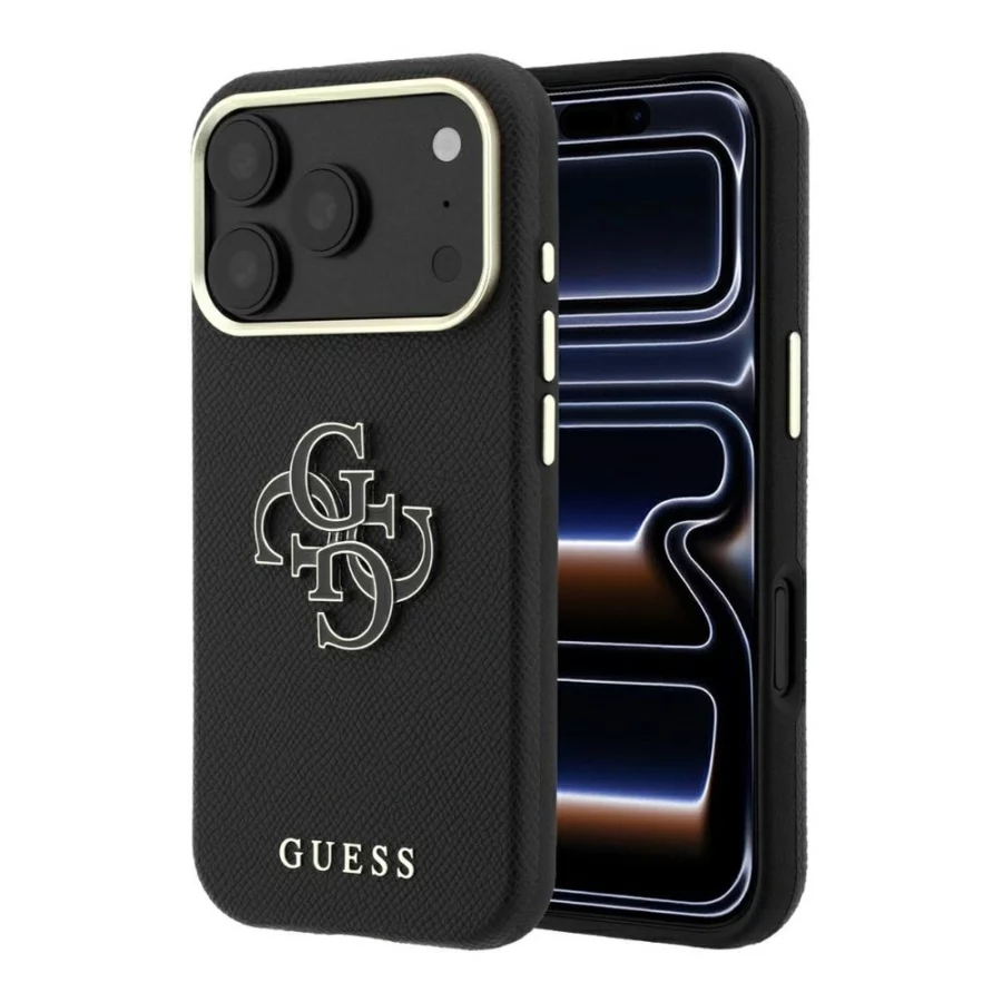 Etui Guess Grained & Big Resin Logo na iPhone 18 Pro Max / 17 Pro Max - czarne