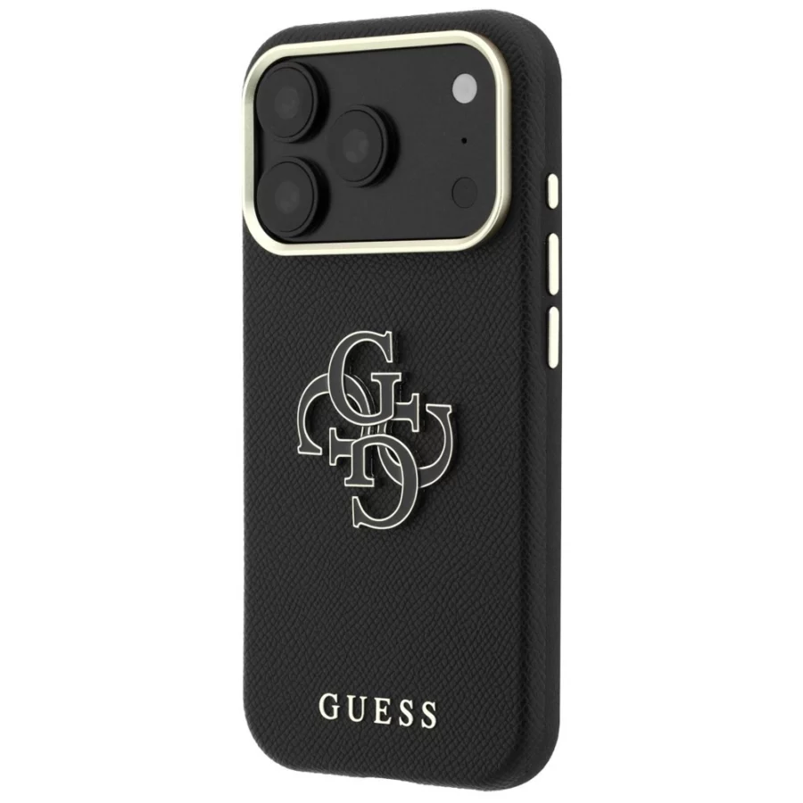 Etui Guess Grained & Big Resin Logo na iPhone 18 Pro Max / 17 Pro Max - czarne