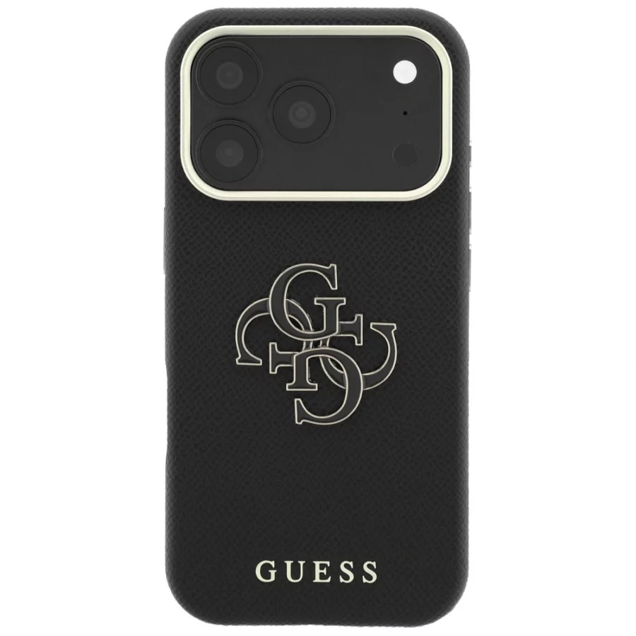 Etui Guess Grained & Big Resin Logo na iPhone 18 Pro Max / 17 Pro Max - czarne