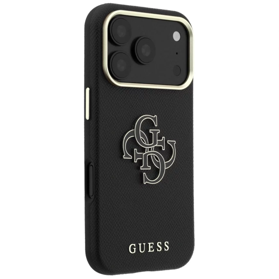 Etui Guess Grained & Big Resin Logo na iPhone 18 Pro Max / 17 Pro Max - czarne