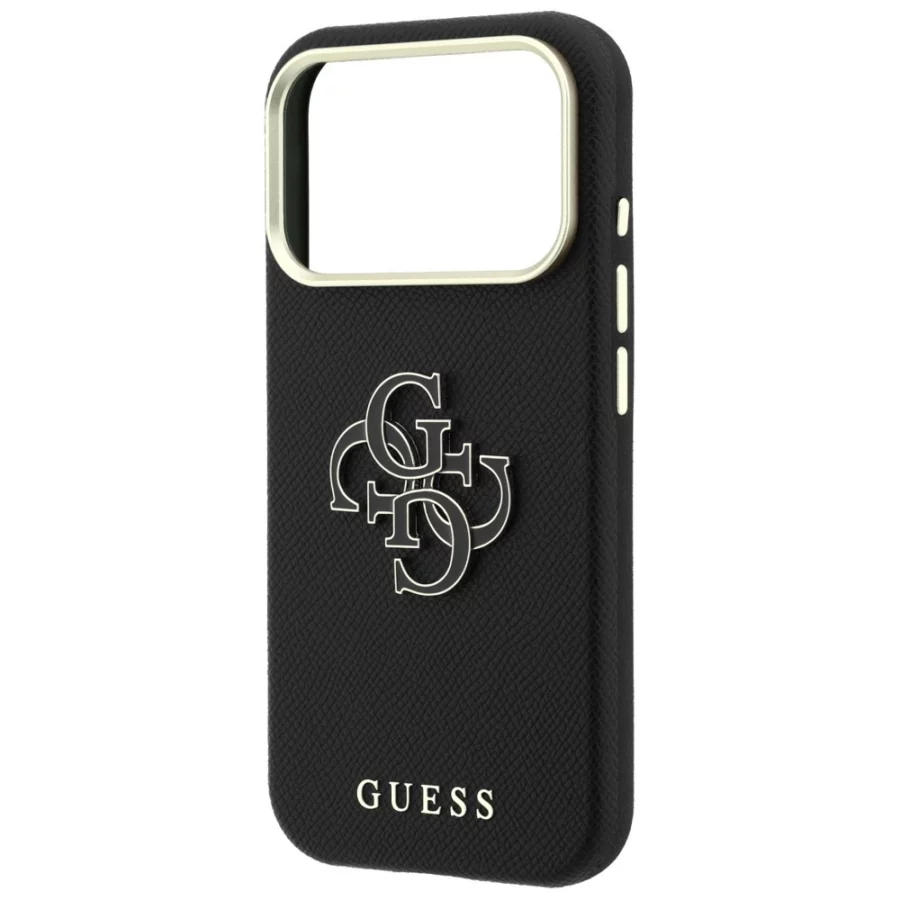 Etui Guess Grained & Big Resin Logo na iPhone 18 Pro Max / 17 Pro Max - czarne