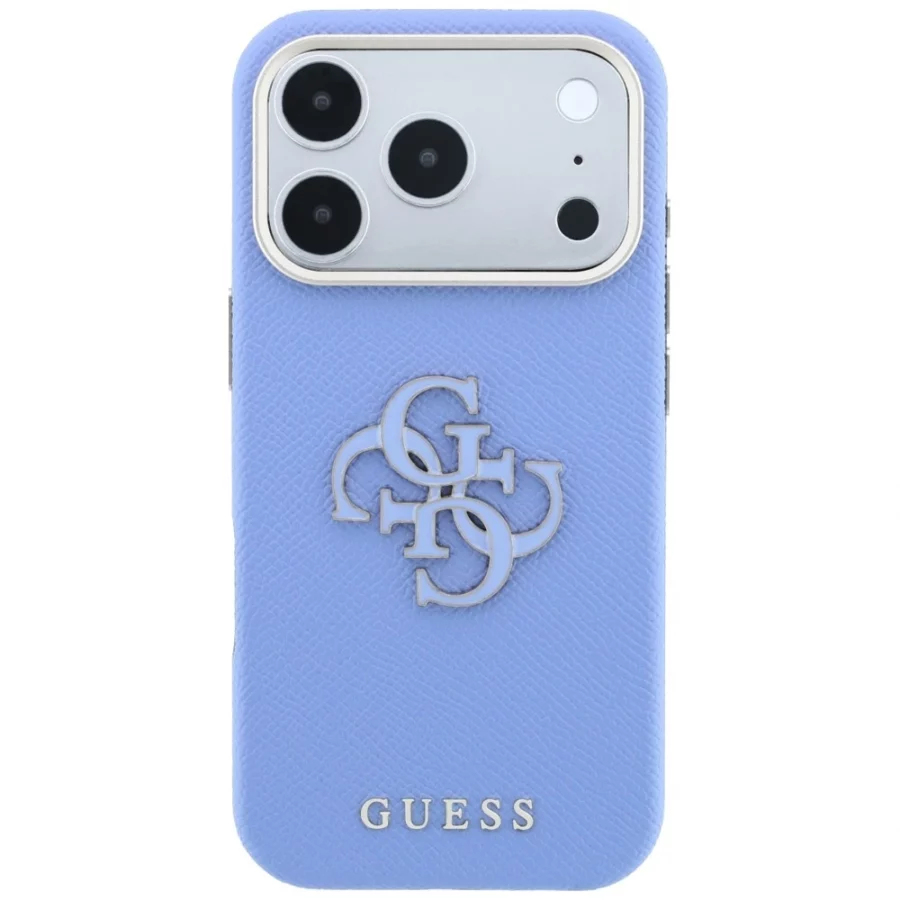Etui Guess Grained & Big Resin Logo na iPhone 18 Pro Max / 17 Pro Max - niebieskie