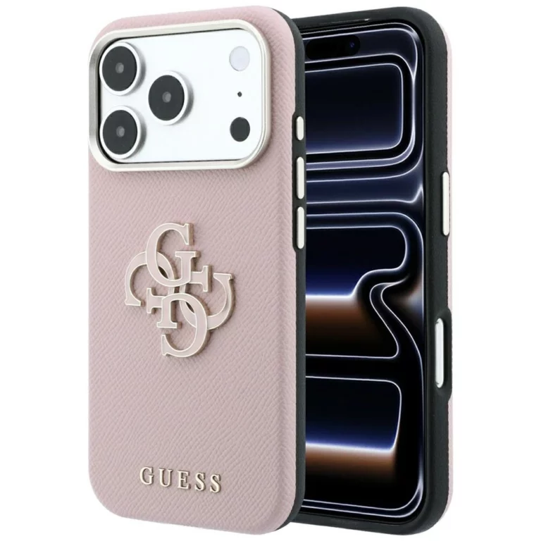 Etui Guess Grained & Big Resin Logo na iPhone 18 Pro Max / 17 Pro Max - różowe
