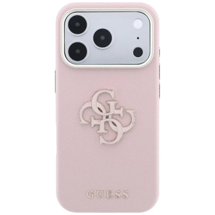 Etui Guess Grained & Big Resin Logo na iPhone 18 Pro Max / 17 Pro Max - różowe
