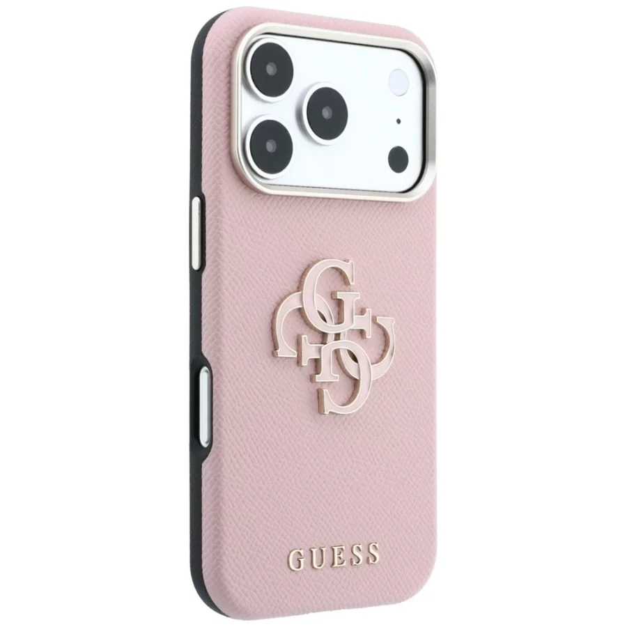 Etui Guess Grained & Big Resin Logo na iPhone 18 Pro Max / 17 Pro Max - różowe
