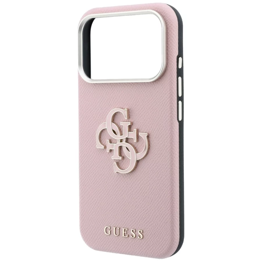 Etui Guess Grained & Big Resin Logo na iPhone 18 Pro Max / 17 Pro Max - różowe