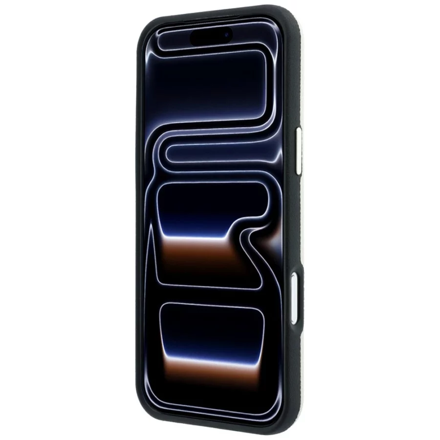 Etui Guess Grained Round Strass Logo MagSafe na iPhone 18 Pro Max / 17 Pro Max - beżowe
