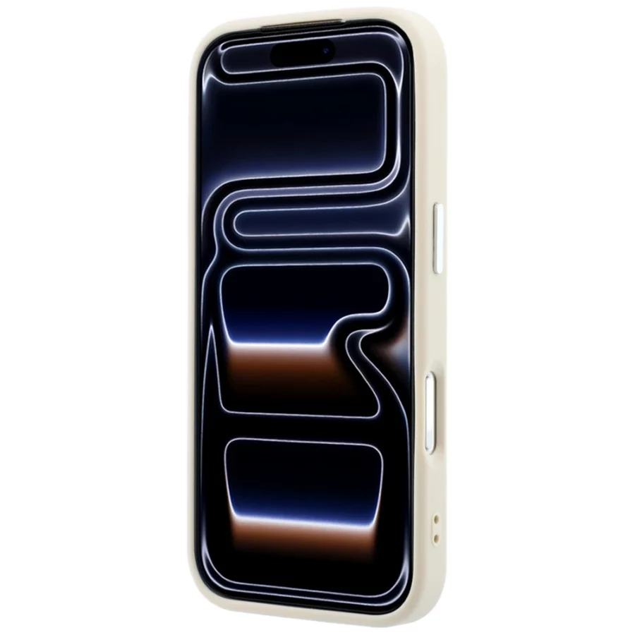 Etui Guess Grained Triangle Logo MagSafe na iPhone 18 Pro / 17 Pro - beżowe