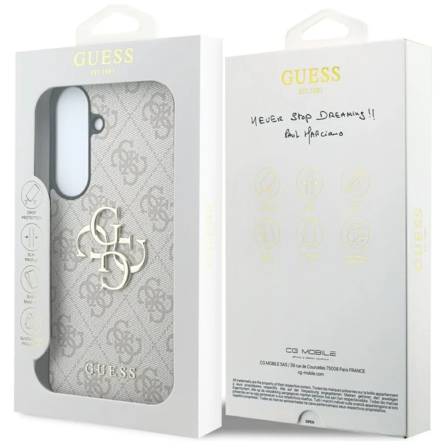 Etui Guess Leather 4G Metal Logo na Samsung Galaxy S26 FE - różowe