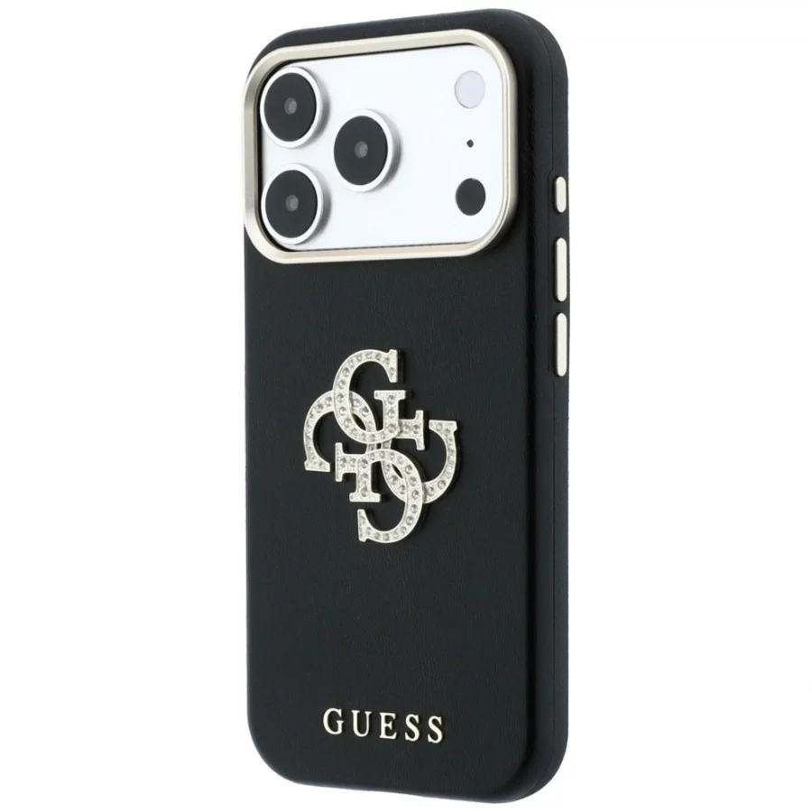 Etui Guess Smooth & Big Strass Logo na iPhone 18 Pro / 17 Pro - czarne