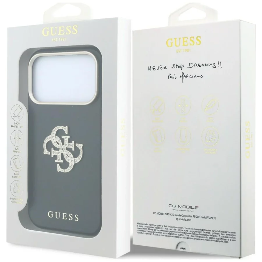Etui Guess Smooth & Big Strass Logo na iPhone 18 Pro / 17 Pro - czarne