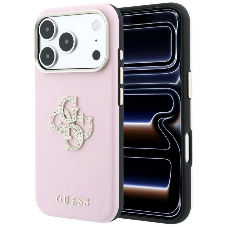 Etui Guess Smooth & Big Strass Logo na iPhone 18 Pro / 17 Pro - różowe