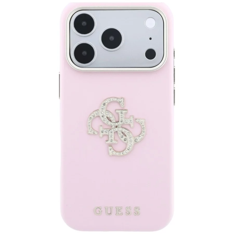 Etui Guess Smooth & Big Strass Logo na iPhone 18 Pro / 17 Pro - różowe
