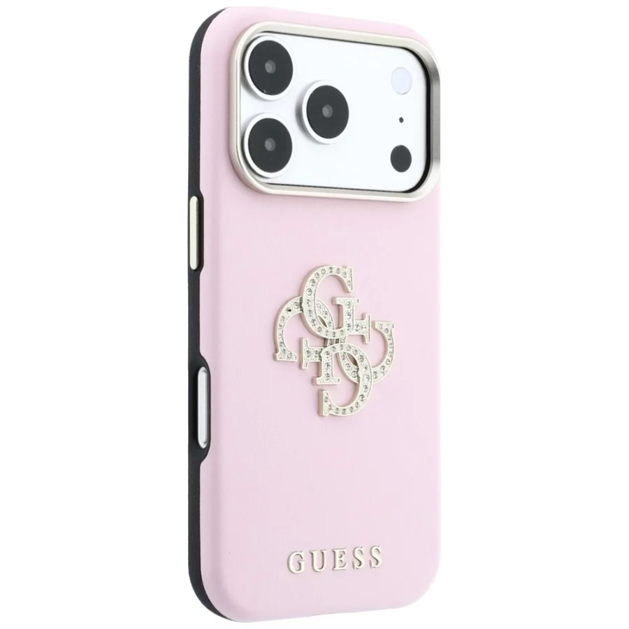 Etui Guess Smooth & Big Strass Logo na iPhone 18 Pro / 17 Pro - różowe