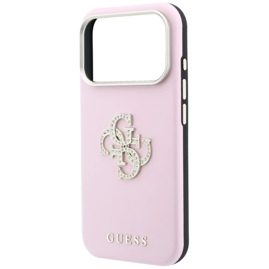 Etui Guess Smooth & Big Strass Logo na iPhone 18 Pro / 17 Pro - różowe