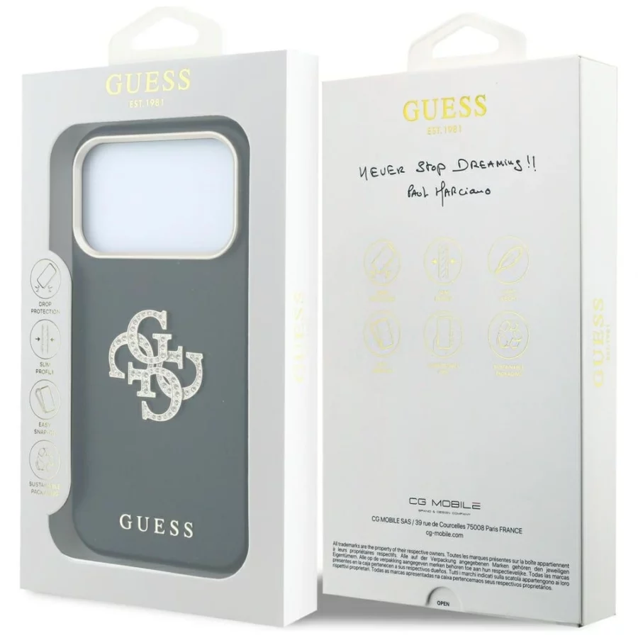 Etui Guess Smooth & Big Strass Logo na iPhone 18 Pro Max / 17 Pro Max - czarne