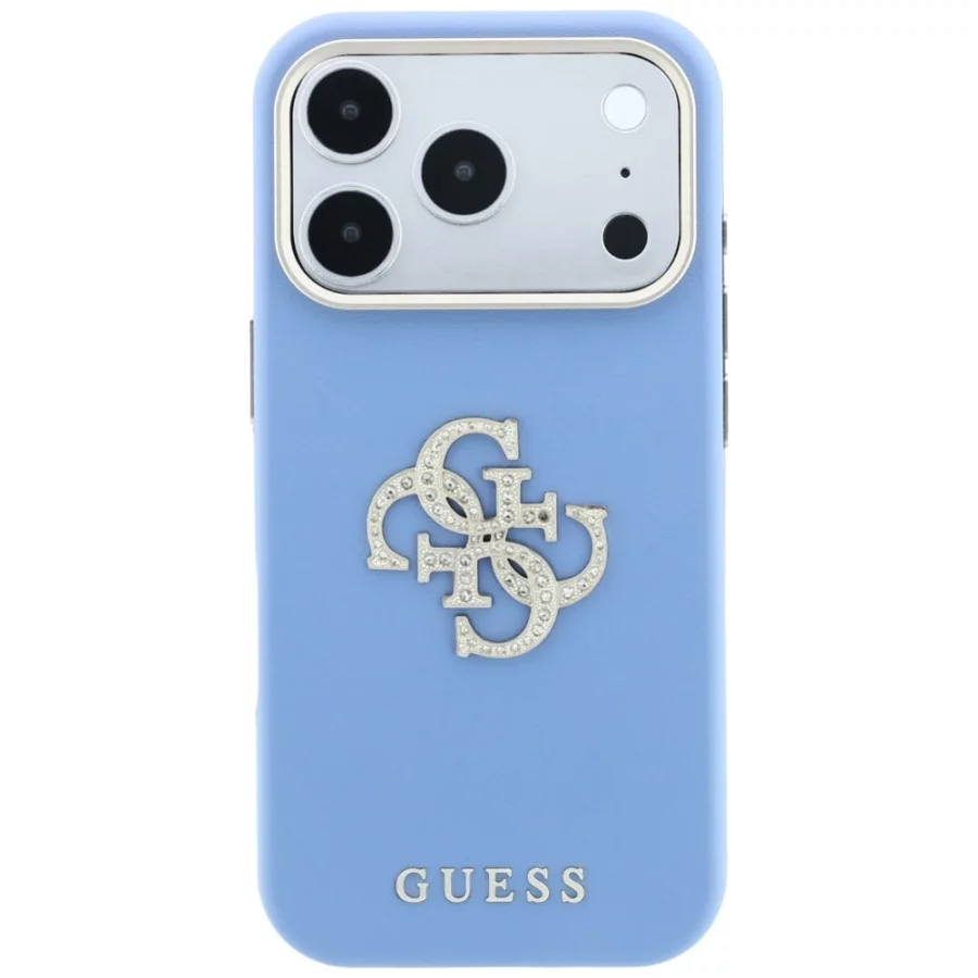 Etui Guess Smooth & Big Strass Logo na iPhone 18 Pro Max / 17 Pro Max - niebieskie