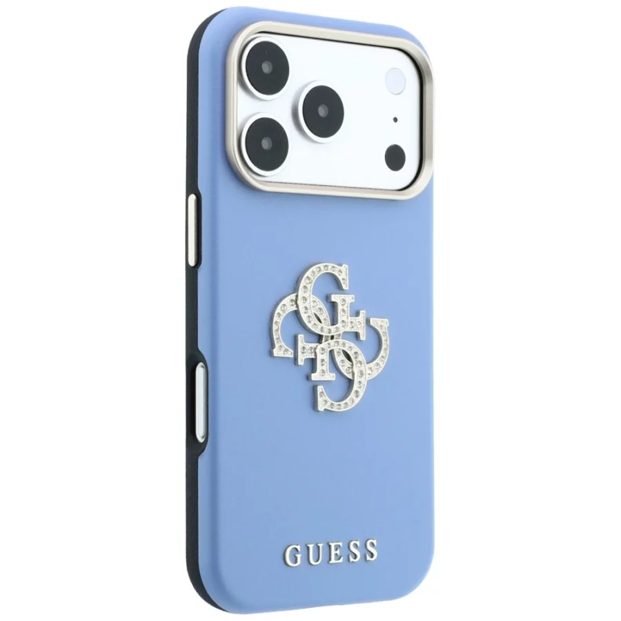 Etui Guess Smooth & Big Strass Logo na iPhone 18 Pro Max / 17 Pro Max - niebieskie