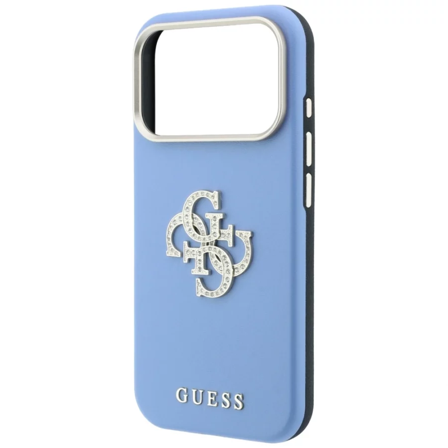 Etui Guess Smooth & Big Strass Logo na iPhone 18 Pro Max / 17 Pro Max - niebieskie