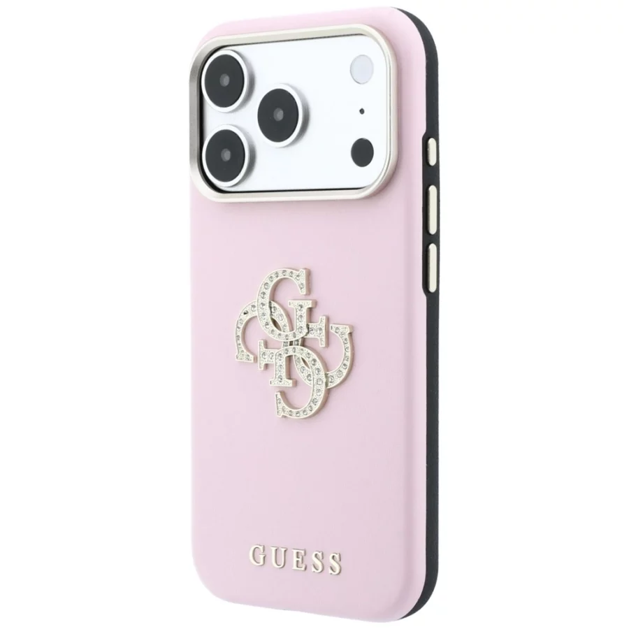 Etui Guess Smooth & Big Strass Logo na iPhone 18 Pro Max / 17 Pro Max - różowe