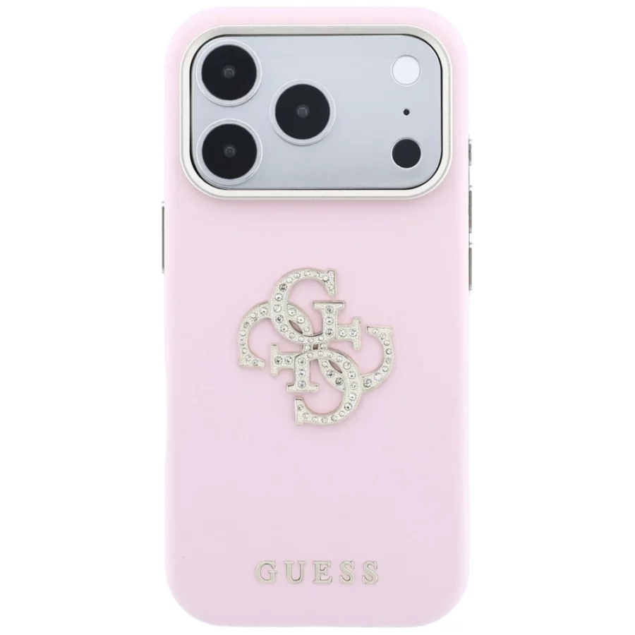 Etui Guess Smooth & Big Strass Logo na iPhone 18 Pro Max / 17 Pro Max - różowe