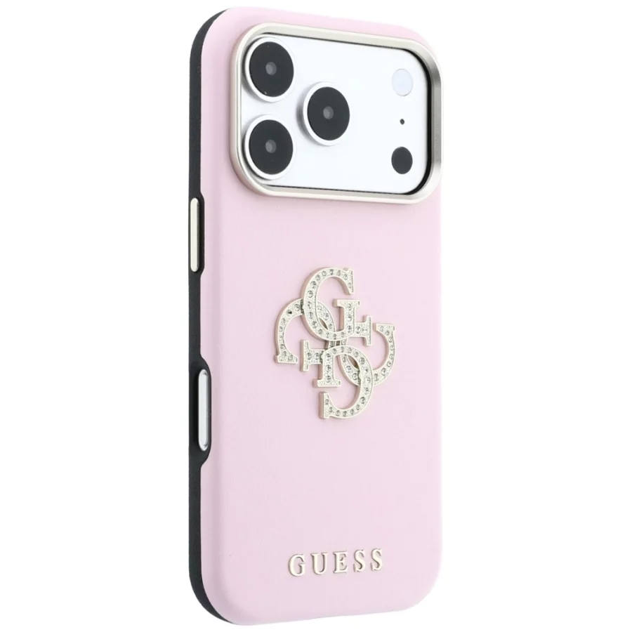 Etui Guess Smooth & Big Strass Logo na iPhone 18 Pro Max / 17 Pro Max - różowe
