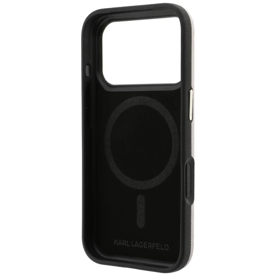 Etui Karl Lagerfeld Grained with Resin Signature Logo MagSafe na iPhone 18 Pro / 17 Pro - różowe