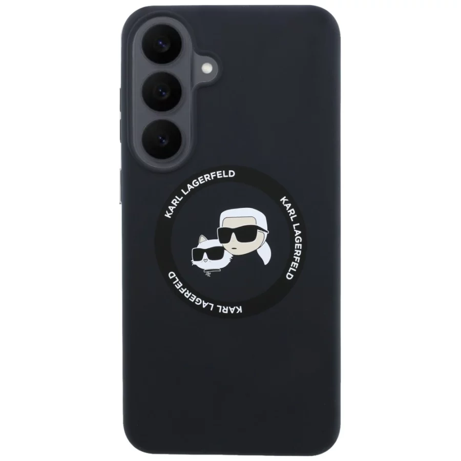 Etui Karl Lagerfeld Silicone Karl&Choupette Heads MagSafe na Samsung Galaxy S26 FE - czarne