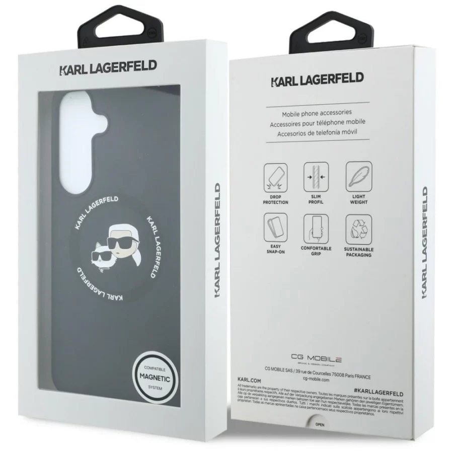 Etui Karl Lagerfeld Silicone Karl&Choupette Heads MagSafe na Samsung Galaxy S26 FE - czarne