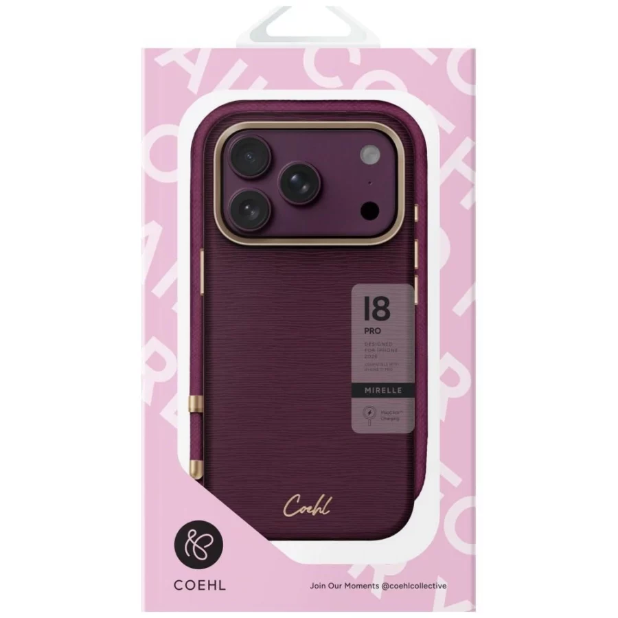 Etui UNIQ Coehl Mirelle Magnetic Charging na iPhone 18 Pro / 17 Pro - bordowe
