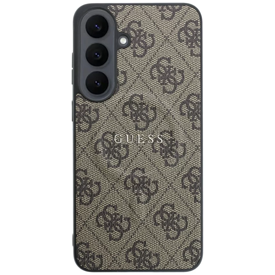 Etui Guess Embossed 4G Ring Classic Logo MagSafe do Samsung Galaxy S26 FE brązowy
