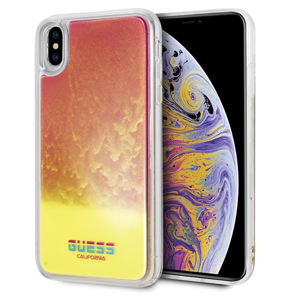Guess GUHCI65GLCPI iPhone Xs Max różowy/pink hard case California Glow in the dark
