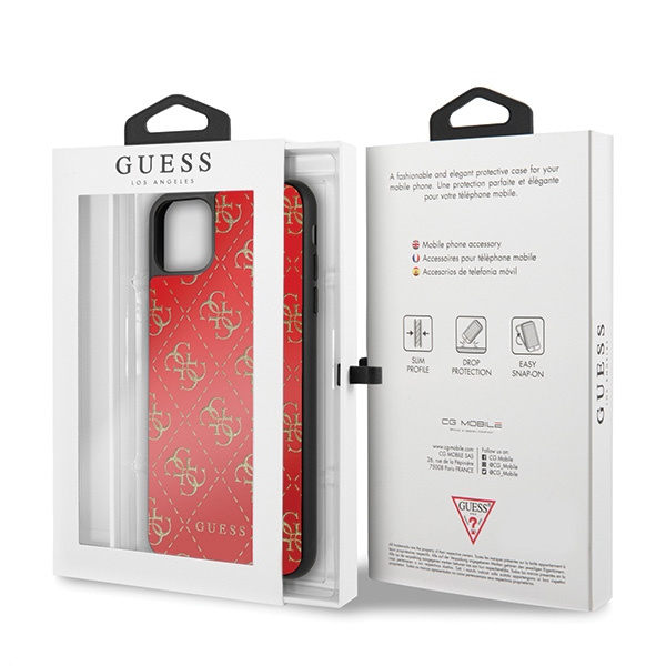 Guess GUHCN654GGPRE iPhone 11 Pro Maxczerwony/red hard case 4G Double Layer Glitter