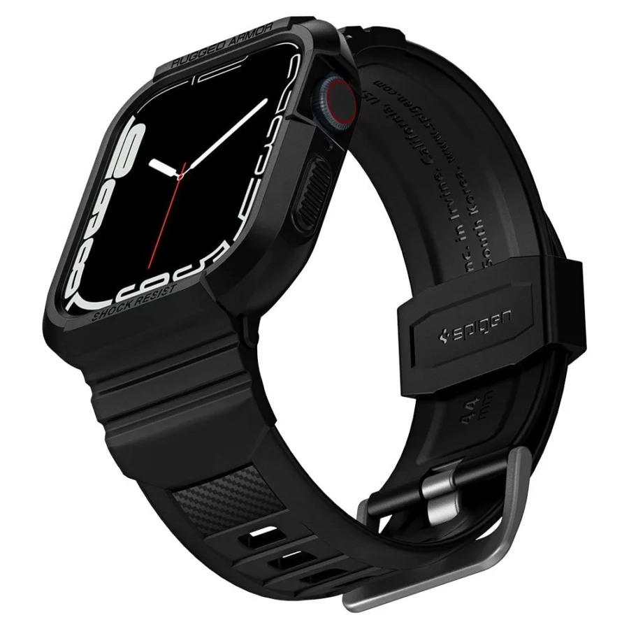 Etui z paskiem Spigen Rugged Armor Pro na Apple Watch 44 / 45 mm - czarne