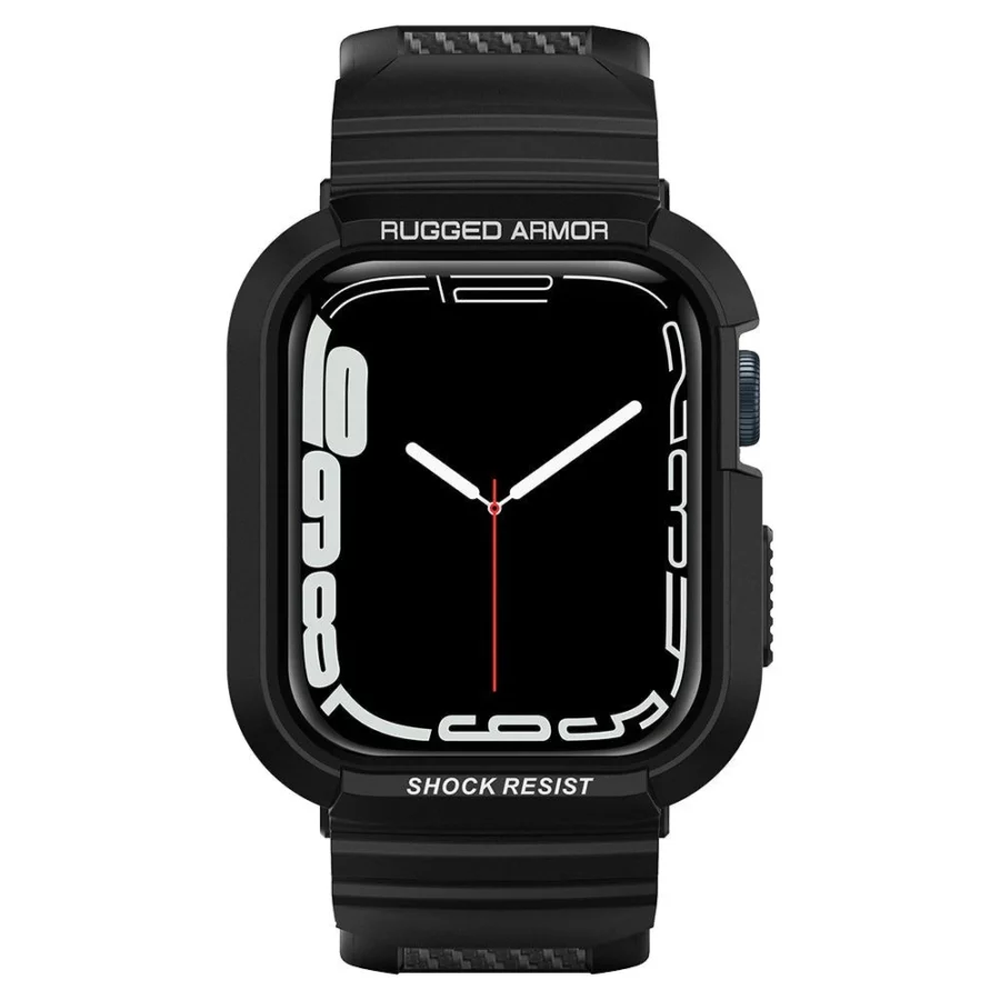 Etui z paskiem Spigen Rugged Armor Pro na Apple Watch 44 / 45 mm - czarne