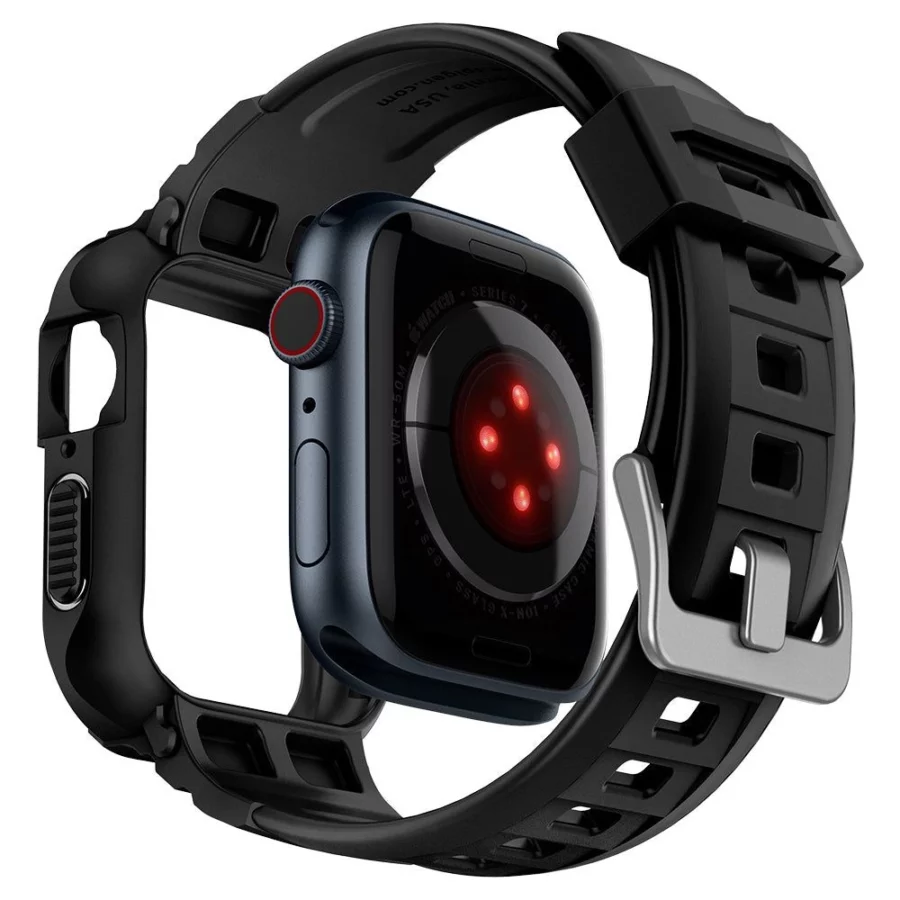 Etui z paskiem Spigen Rugged Armor Pro na Apple Watch 44 / 45 mm - czarne