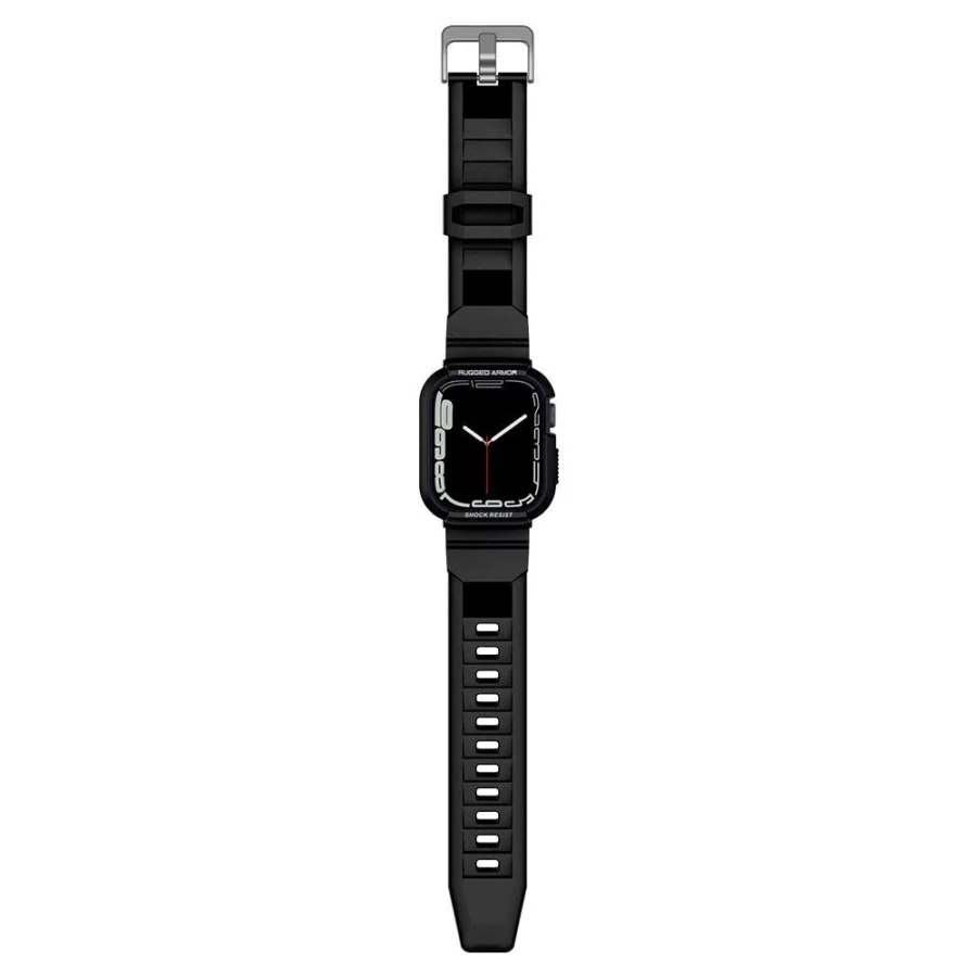 Etui z paskiem Spigen Rugged Armor Pro na Apple Watch 44 / 45 mm - czarne