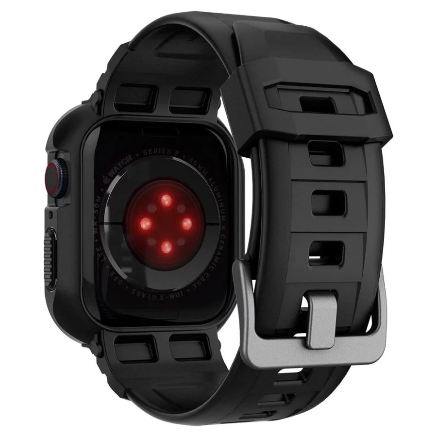 Etui z paskiem Spigen Rugged Armor Pro na Apple Watch 44 / 45 mm - czarne