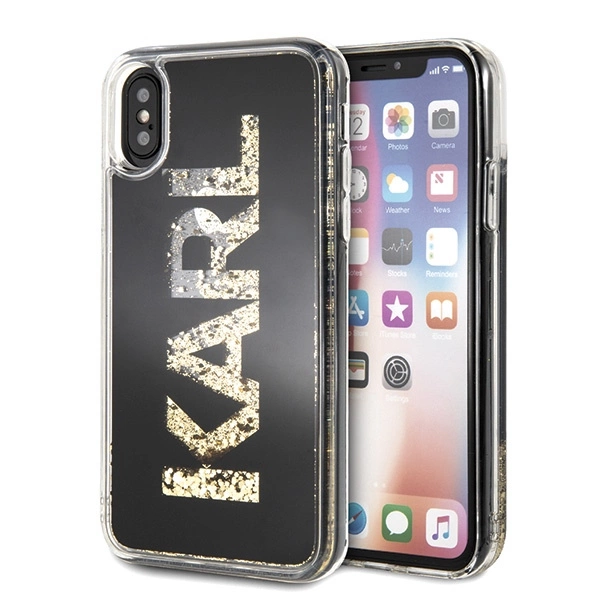 Etui Karl Lagerfeld Karl logo Glitter na iPhone X / Xs - czarne