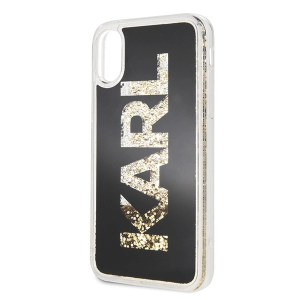 Etui Karl Lagerfeld Karl logo Glitter na iPhone X / Xs - czarne