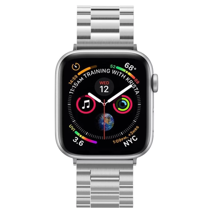 Pasek Spigen Modern Fit Band na Apple Watch 42 / 44 / 45 / 49 mm - srebrny