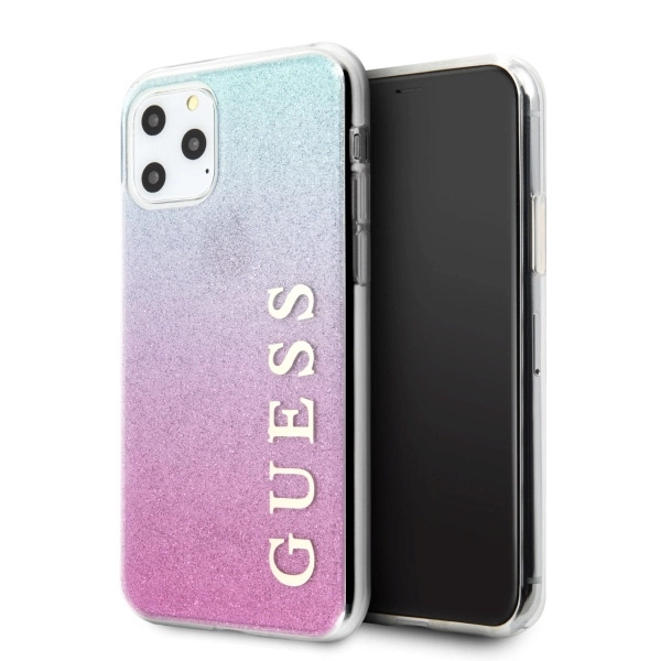 Etui Guess Glitter Gradient na iPhone 11 Pro - różowo-niebieskie