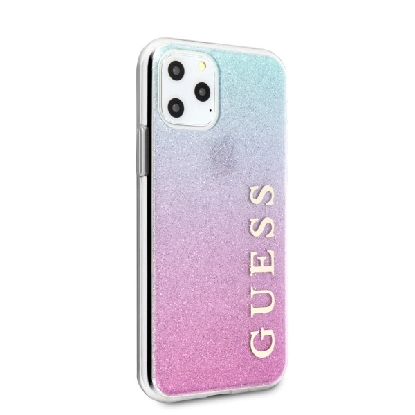 Etui Guess Glitter Gradient na iPhone 11 Pro - różowo-niebieskie