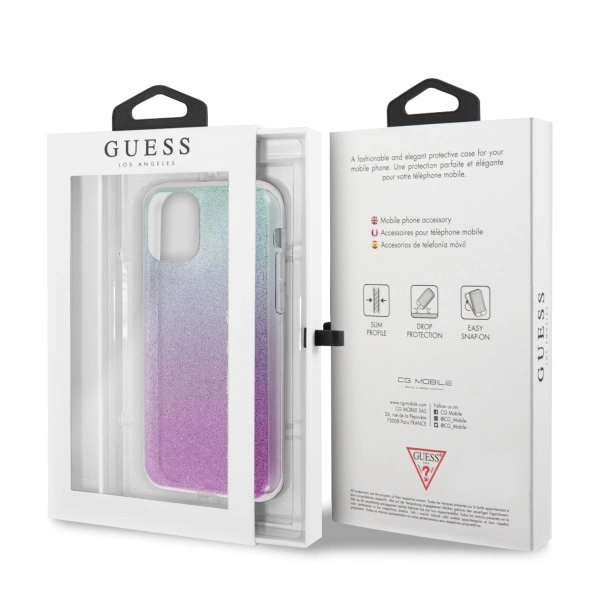 Etui Guess Glitter Gradient na iPhone 11 Pro - różowo-niebieskie