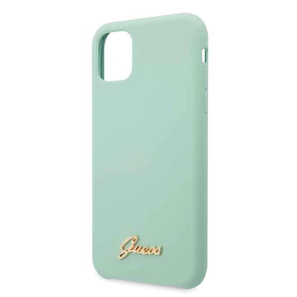 Guess GUHCN58LSLMGG iPhone 11 Pro zielony/green hard case Silicone Vintage Gold Logo