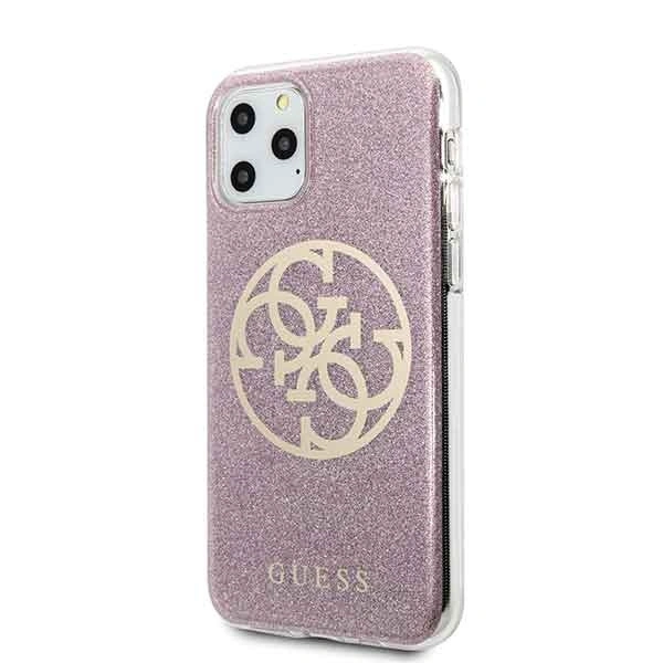 Etui Guess Glitter 4G Circle Hardcase na iPhone 11 Pro - różowe