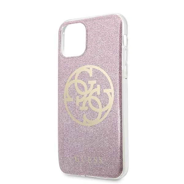 Etui Guess Glitter 4G Circle Hardcase na iPhone 11 Pro - różowe
