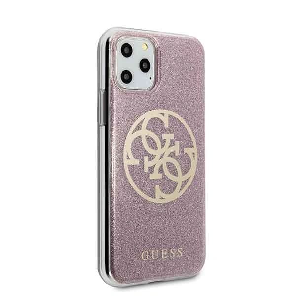 Etui Guess Glitter 4G Circle Hardcase na iPhone 11 Pro - różowe