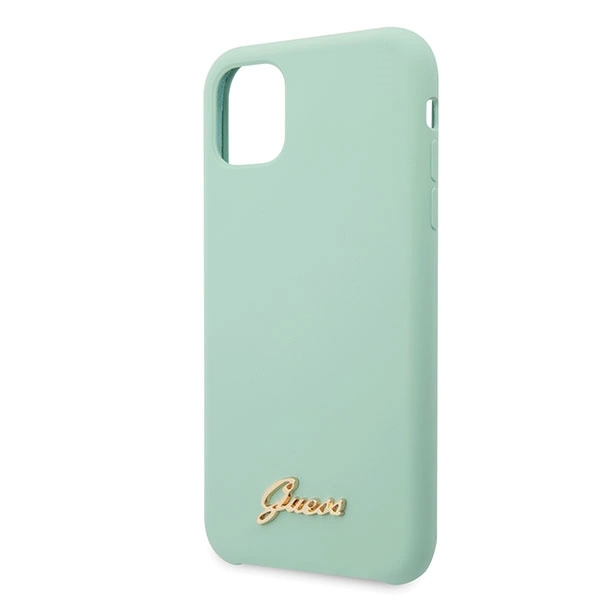 Etui Guess Silicone Vintage Gold Logo na iPhone 11 Pro Max - zielone